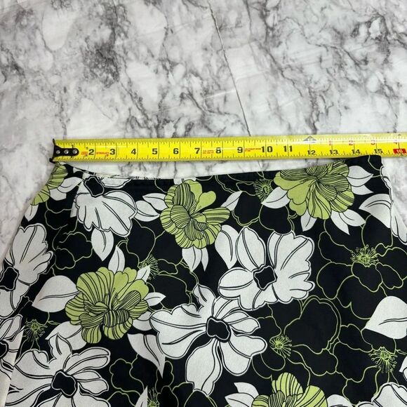 Vintage 90s Worthington Petite Floral Print flower Skirt Green black size 12P - Picture 6 of 7